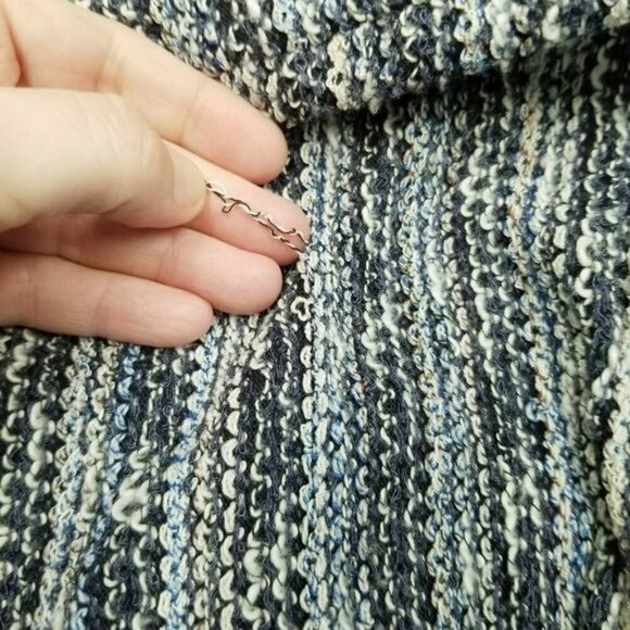 Velvet by Graham & Spencer White and Blue Knit Striped Full Zip Moto Jacket L - Picture 4 of 13